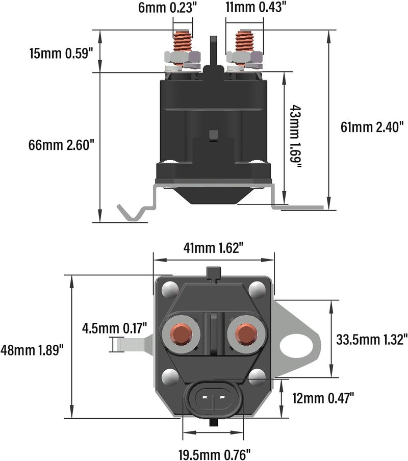 JTAREA 7CM-1241-212-51 Starter Solenoid 12V 2 Terminals Lawn Mower Solenoids Relay Replacement Parts for Trombetta 7CM124121251 M008904-000 Gravely 05167200 Riding Lawnmower Tractor - Image 2